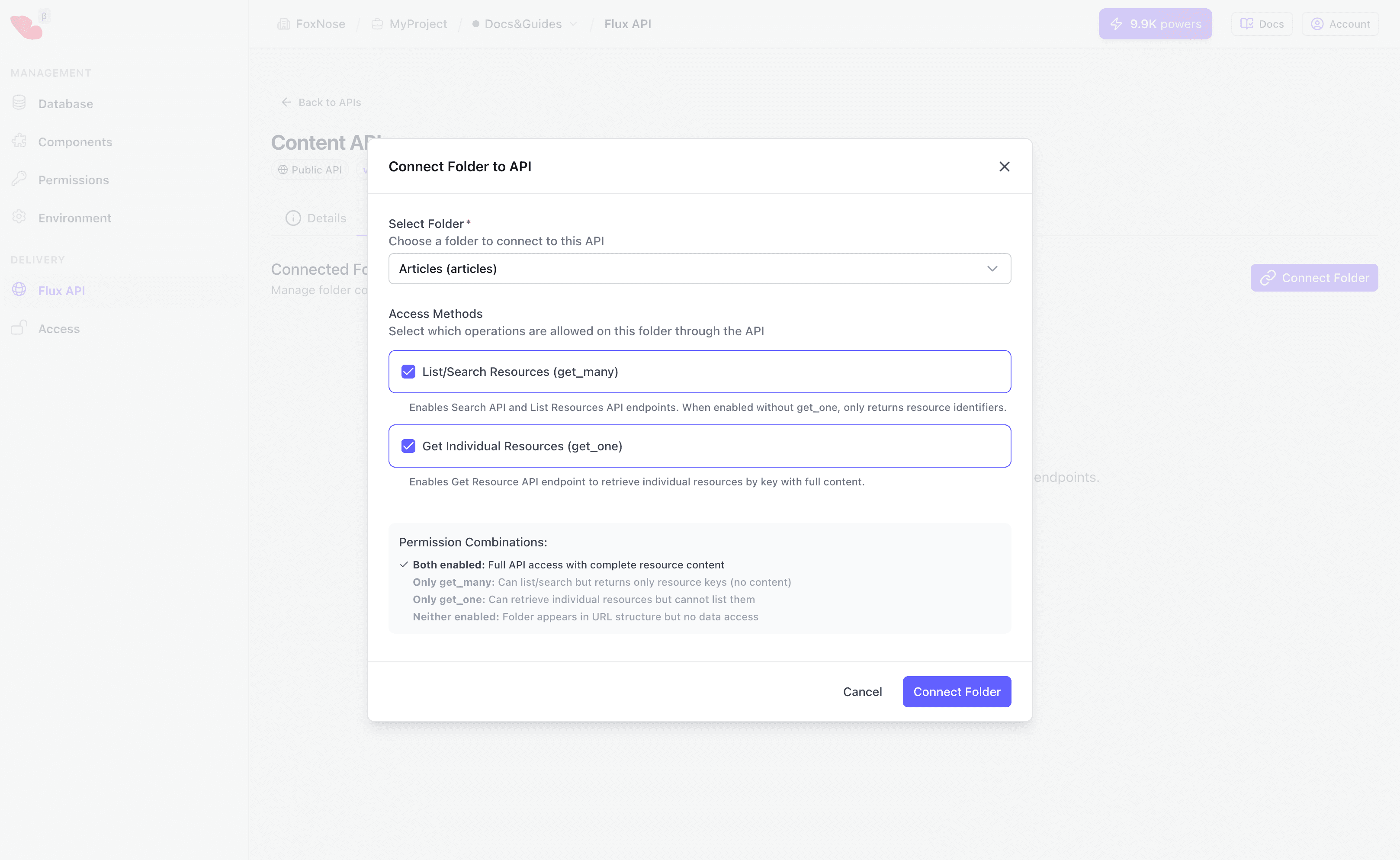 Connect Collection dialog showing collection selection and access methods