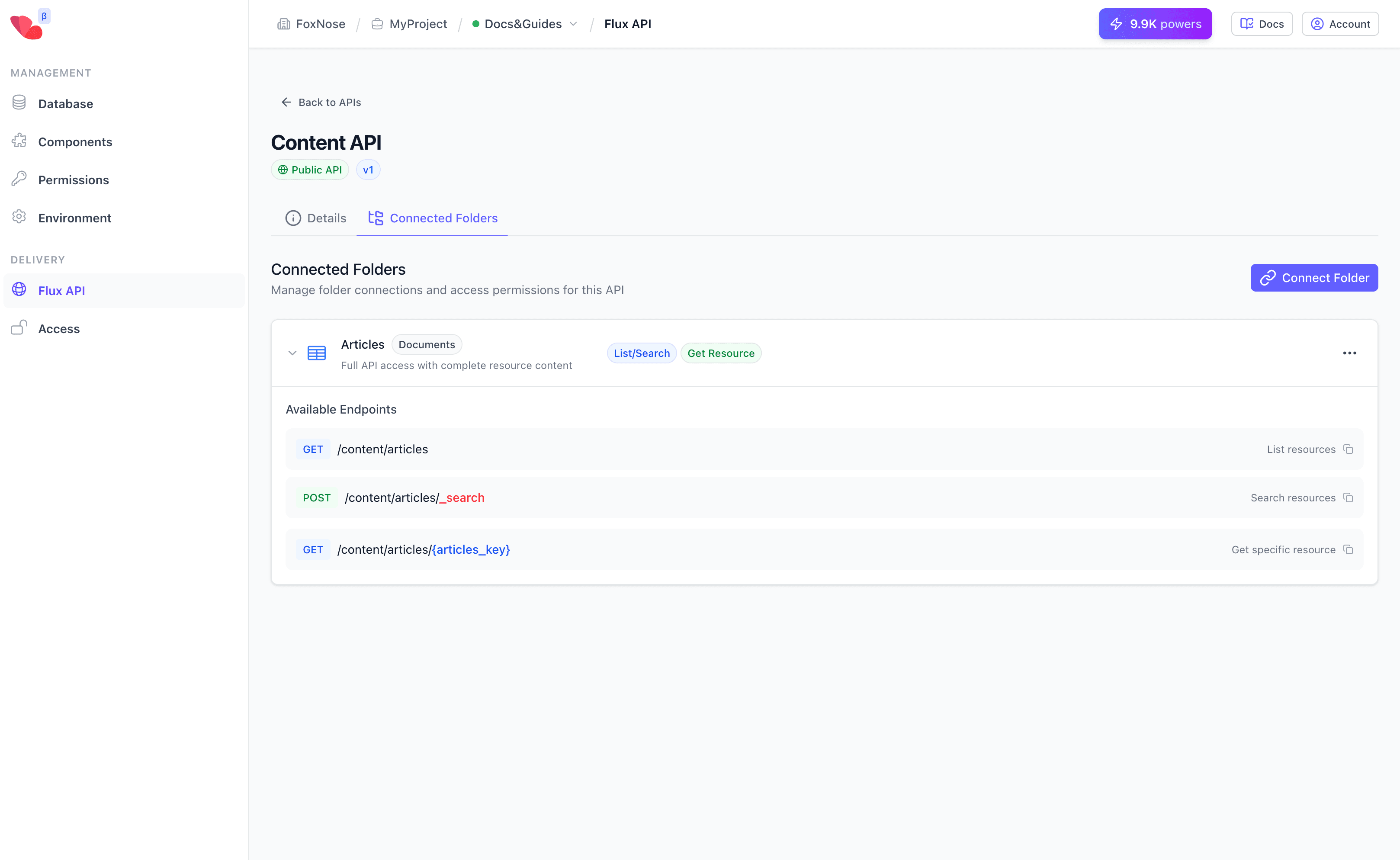 Expanded collection showing available API endpoints